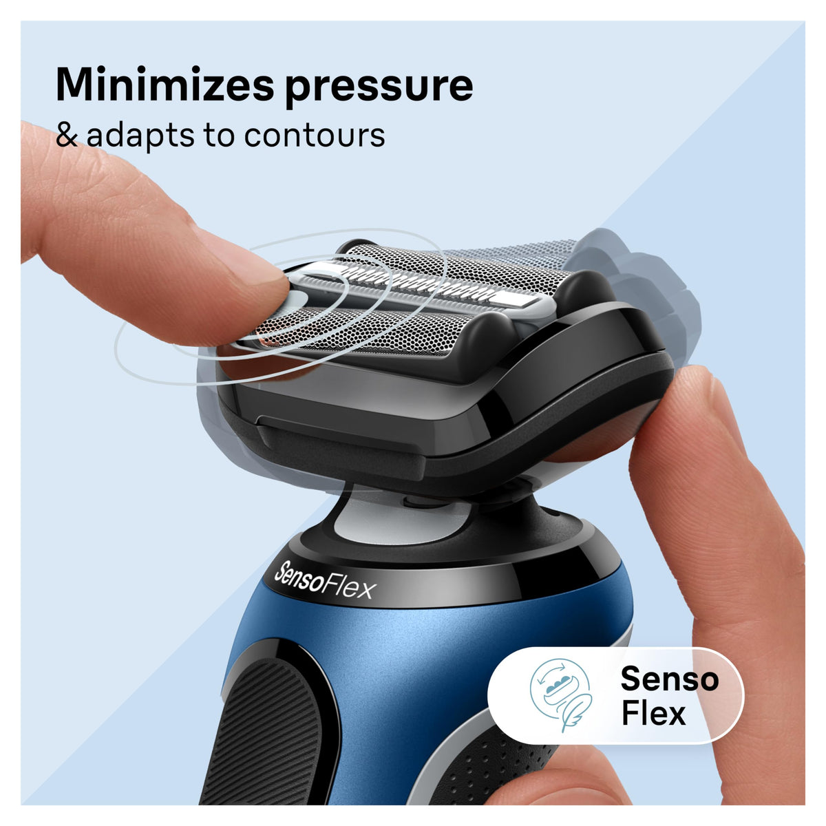 Braun Series 6 mode buttons detail showing Turbo and Gentle modes for control