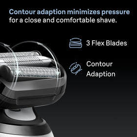 Braun Series 6 size and scale next to razor showing compatibility