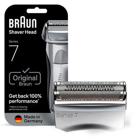 Braun Series 7 front view showing replacement head and clear benefit restore performance