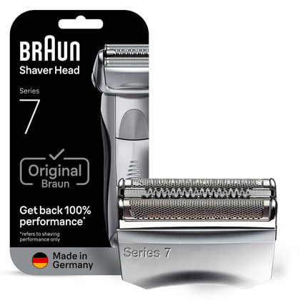 Braun Series 7 front view showing replacement head and clear benefit restore performance