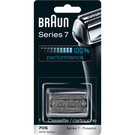 Braun Series 7 cassette attached to shaver handle showing compatibility and restored shave