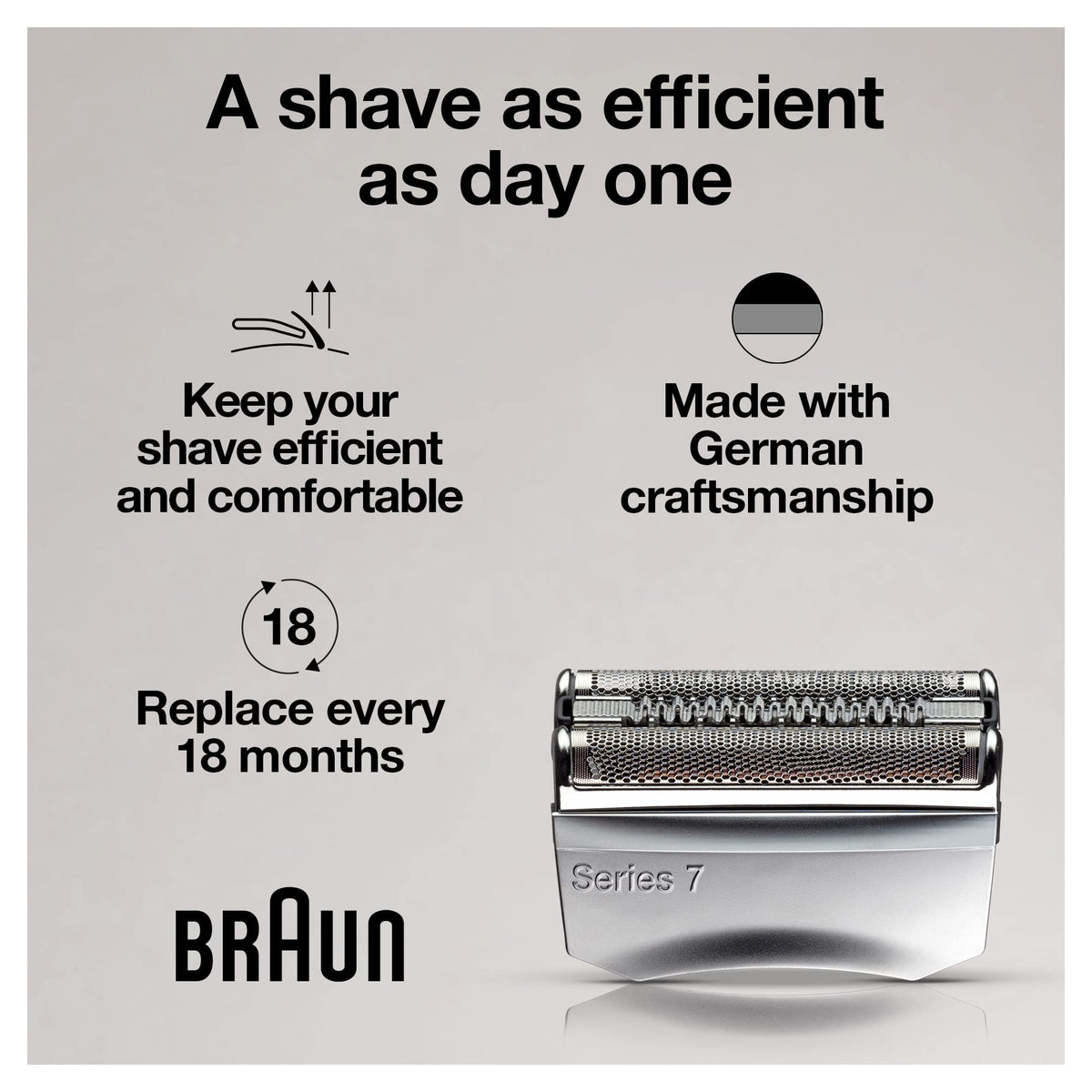 Braun Series 7 side cassette detail highlighting build quality and long-lasting durability