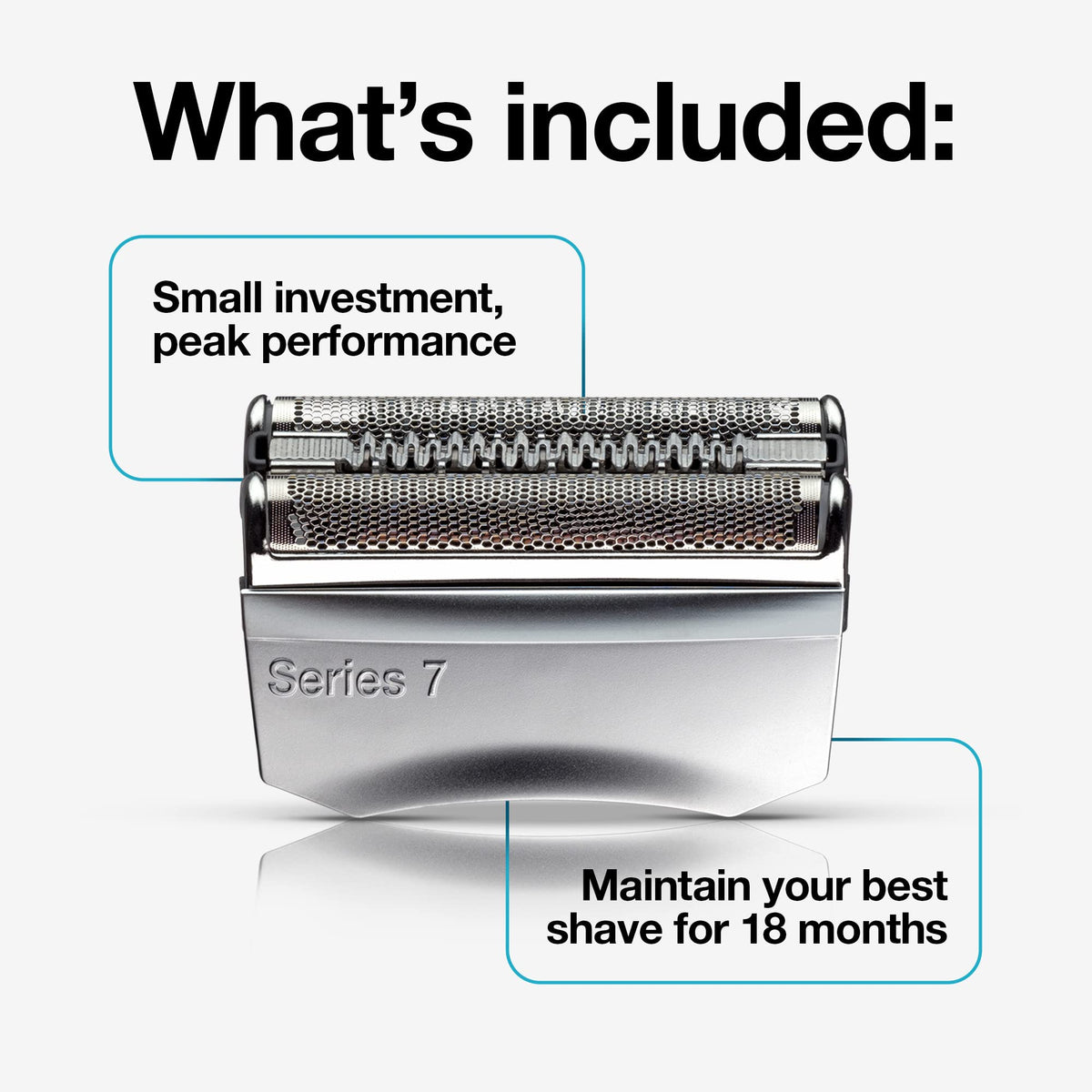 Braun Series 7 top foil close-up illustrating precision cutting and smoother shaves