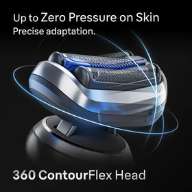Braun close-up of ContourFlex head demonstrating adaptive movement for fewer missed hairs