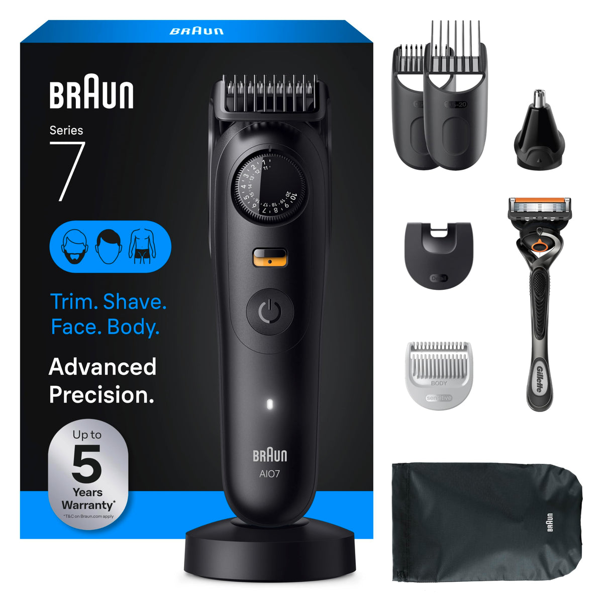 Braun Series 7 front packaging showing kit contents and benefits