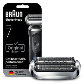 Braun Series 7 front packaging showing original replacement head benefit