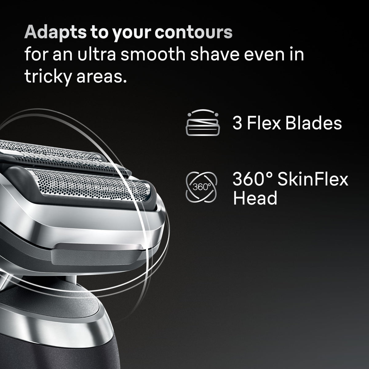 Braun head beside coin showing compact size and convenient storage