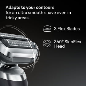 Braun head beside coin showing compact size and convenient storage