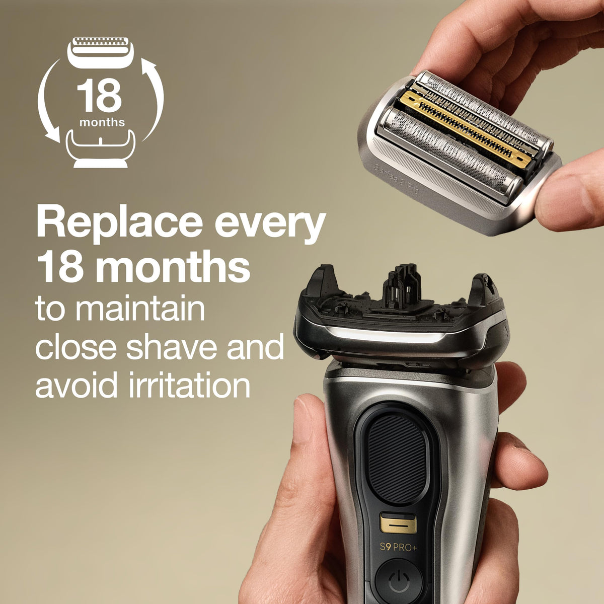 Braun Series 9 cutter block detail showing sharp blades for closer shave