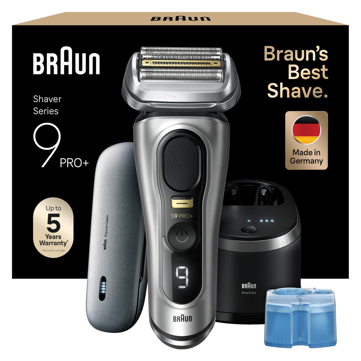 Braun Series 9 front view showing design and ergonomic grip for comfortable shaving