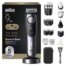 Braun Series 9 PRO front handle showing controls and premium finish for reliable grooming