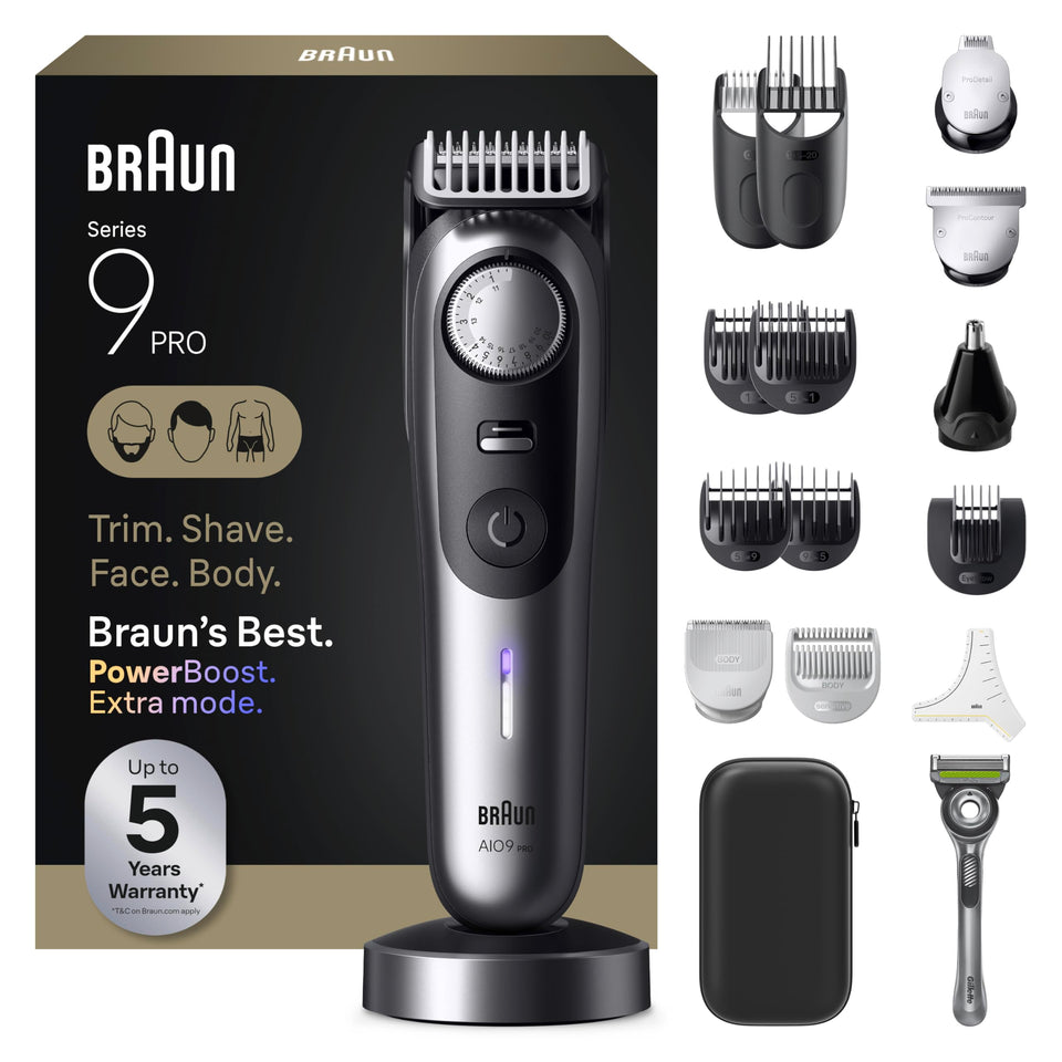Braun Series 9 PRO front handle showing controls and premium finish for reliable grooming