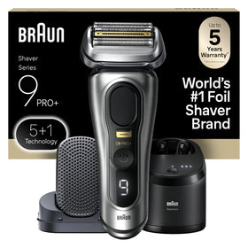 Braun Series 9 PRO front view showing foil head and ergonomic handle for comfortable grip