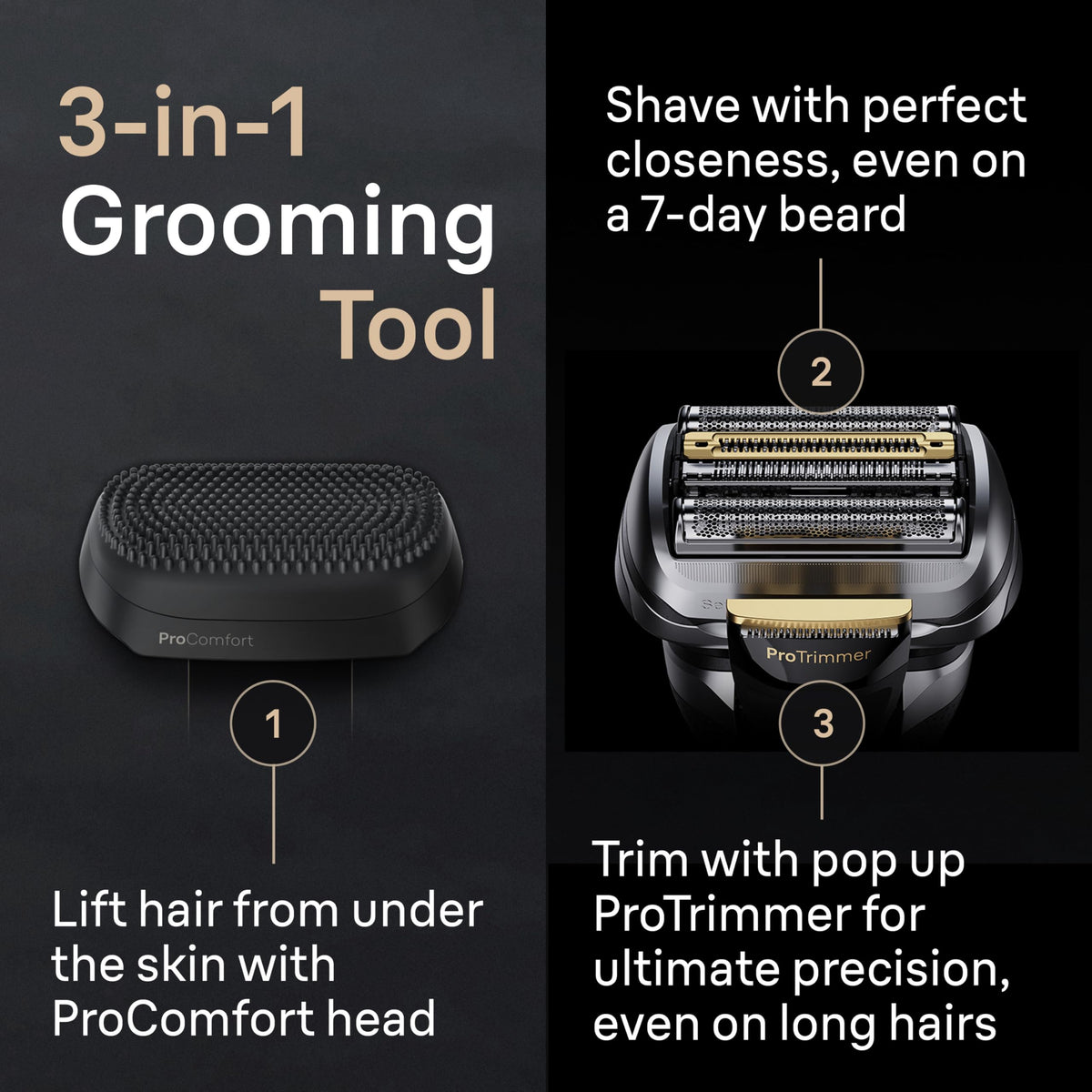 Braun Series 9 PRO held in hand to show size and cordless use for travel convenience