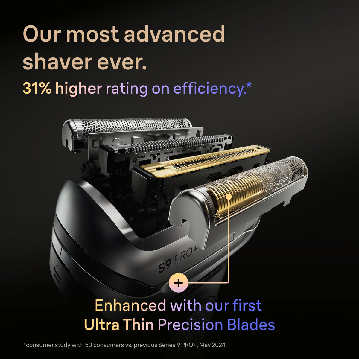 Braun Series 9 PRO+ built-in Precision ProTrimmer detail for accurate edging and sideburns