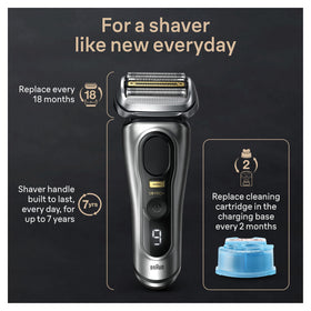 Braun Series 9 PRO under running water to show 100% waterproof design for wet shaving