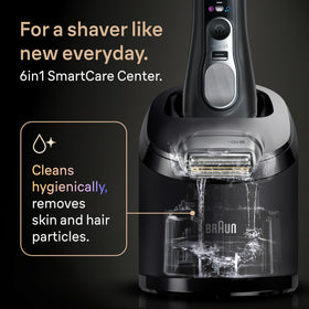 Braun Series 9 PRO+ being used in shower to illustrate waterproof wet and dry convenience