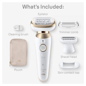 Braun Silk-épil 9 Flex next to ruler showing compact size and portability