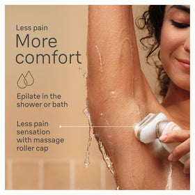 Braun Silk-épil 9 Flex used in shower illustrating gentler wet epilation