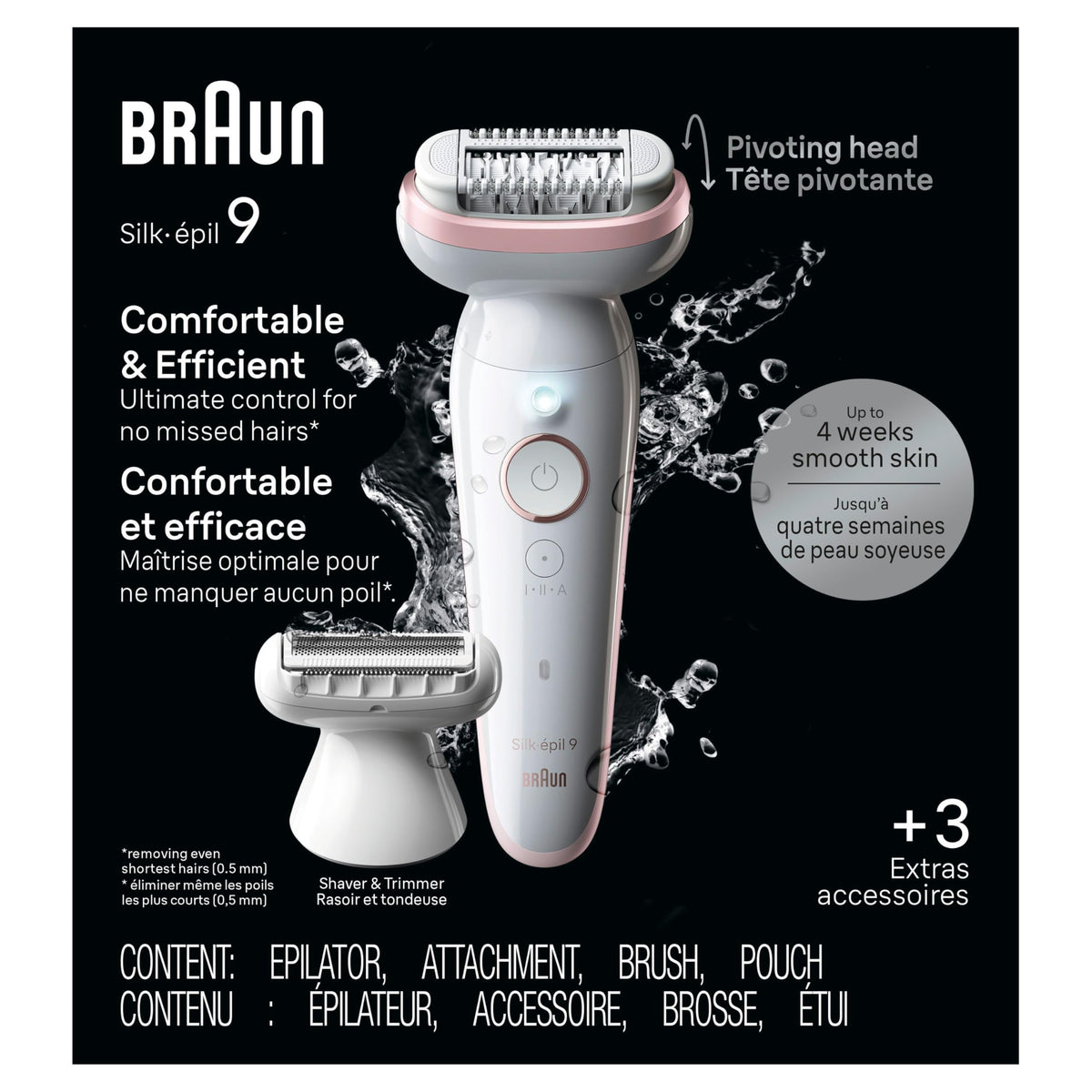 Braun Silk-épil 9 in hand for scale comparison showing ergonomic size and portability