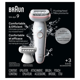Braun Silk-épil 9 in hand for scale comparison showing ergonomic size and portability