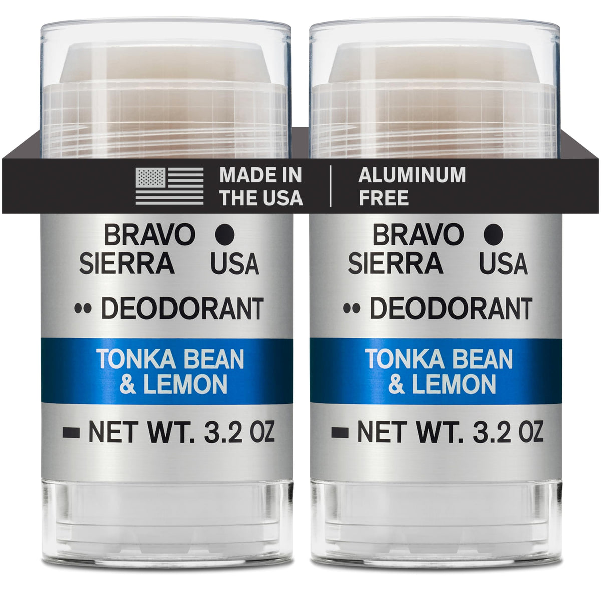 Bravo Sierra front packaging showing two 3.2 oz sticks and scent label benefit: clean protection