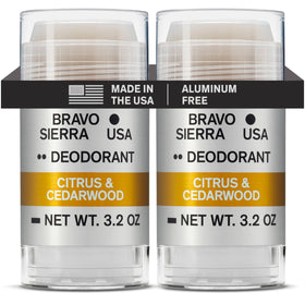 Bravo Sierra front packaging showing two 3.2 oz sticks and citrus cedarwood scent benefits