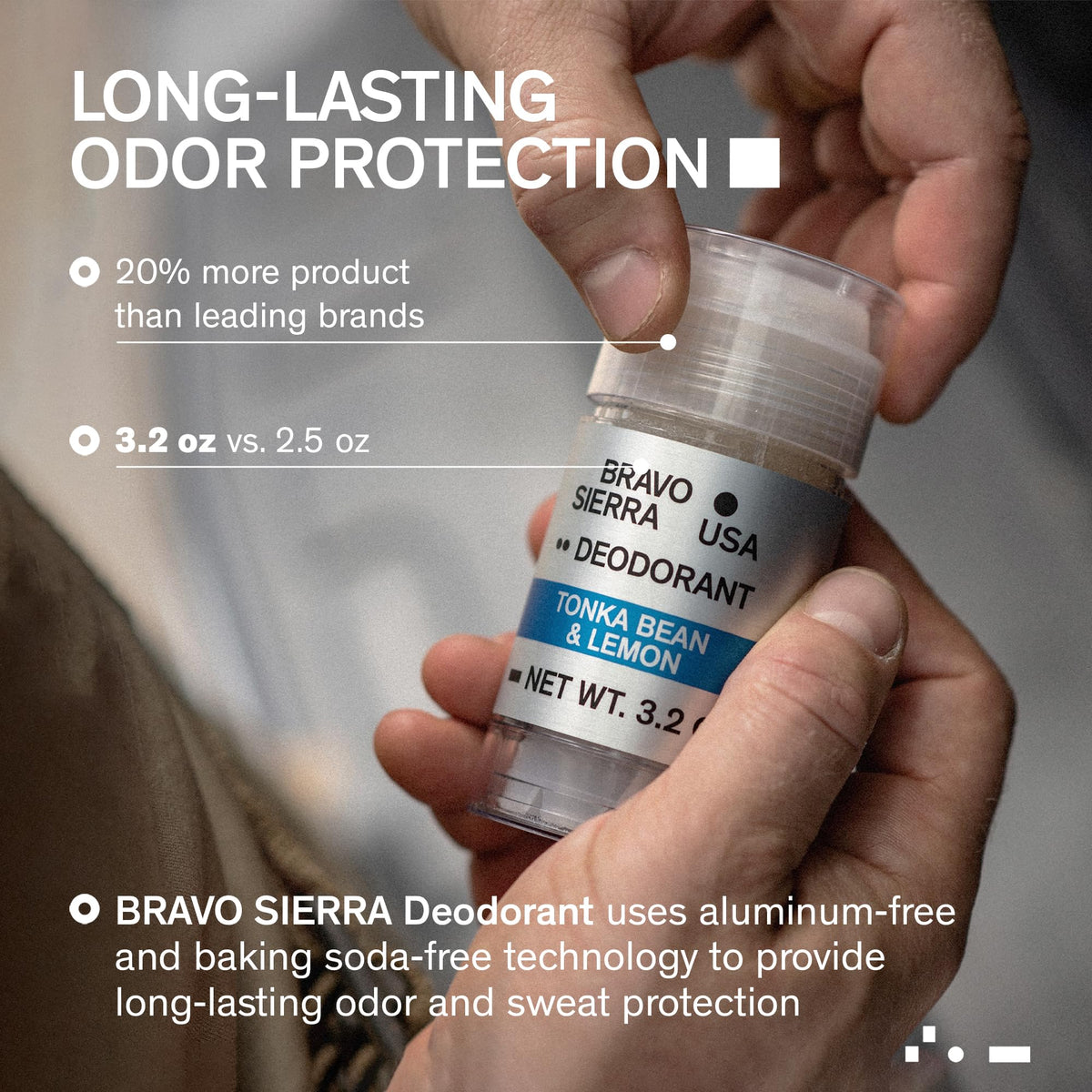 Bravo Sierra texture close-up of deodorant surface showing clear glide for no residue