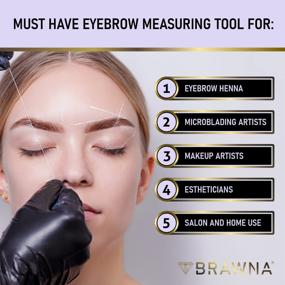 BRAWNA pre-inked mark on skin illustrating clear white guideline for precise shaping