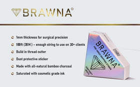 BRAWNA spool close-up displaying neat wound 30m thread for uninterrupted salon use