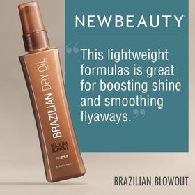 BRAZILIAN BLOWOUT pump application dispensing oil onto fingertips for precise, no-waste styling