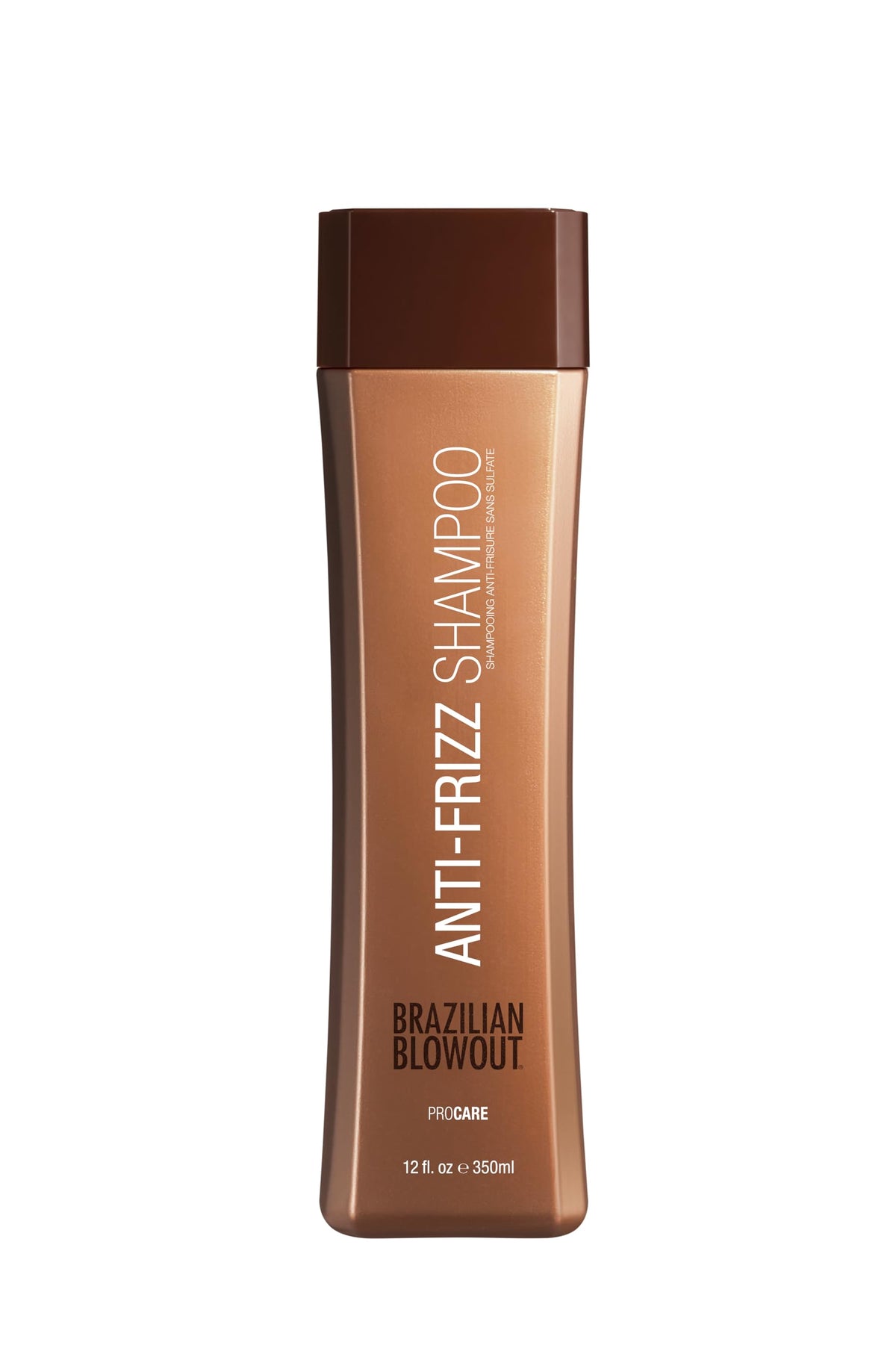Brazilian Blowout front bottle showing label and smooth-hair benefit