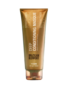 Brazilian Blowout 8 oz jar front view shows product branding and smooth hair benefit