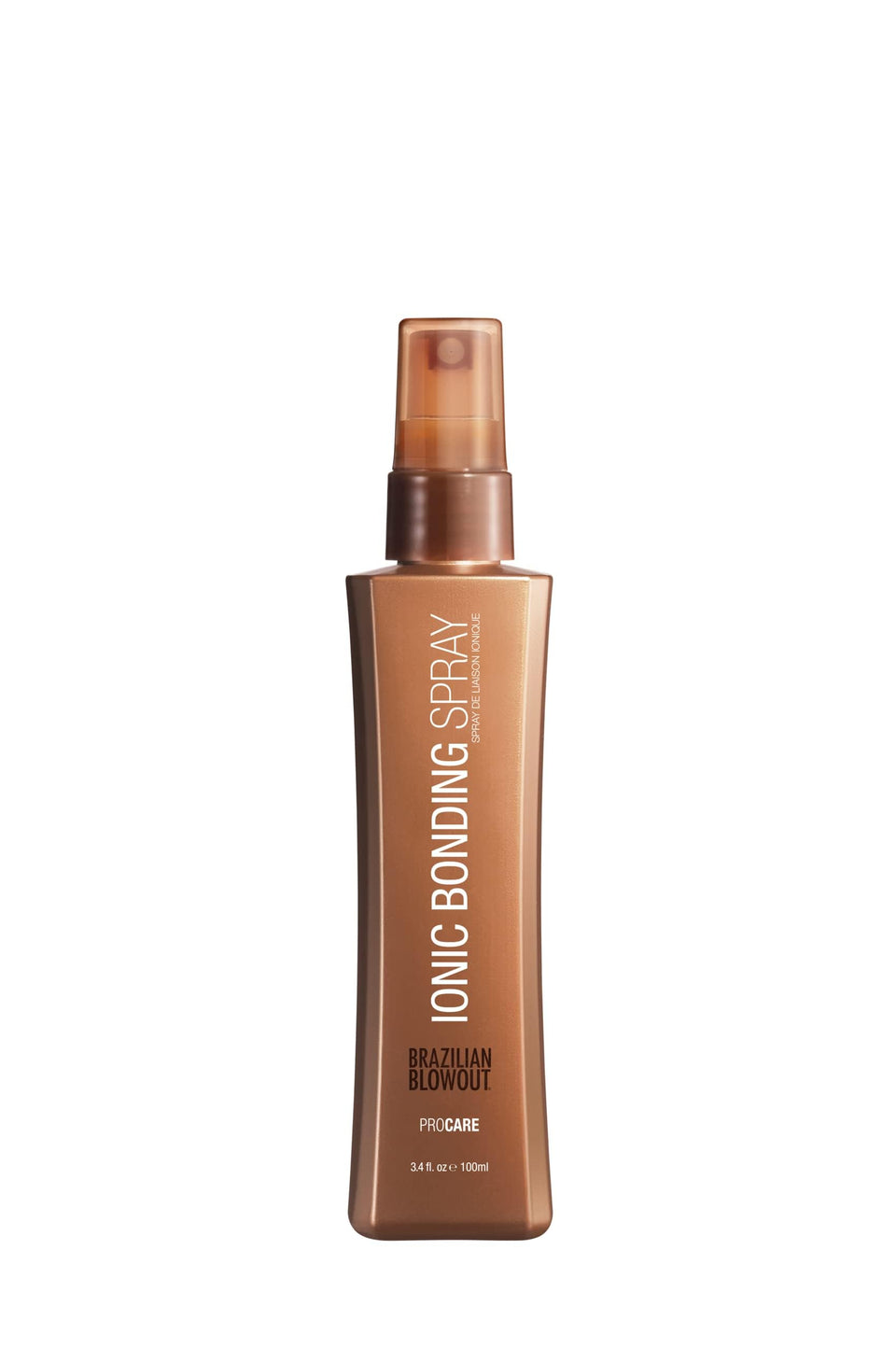 Brazilian Blowout front bottle view showing label and compact 3.4 fl oz size for easy storage