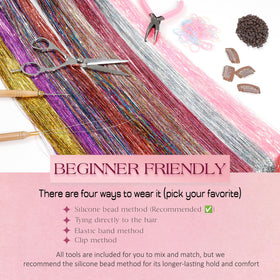 BRDLOCK tinsel applied in hair demonstrating festival-ready sparkle and movement