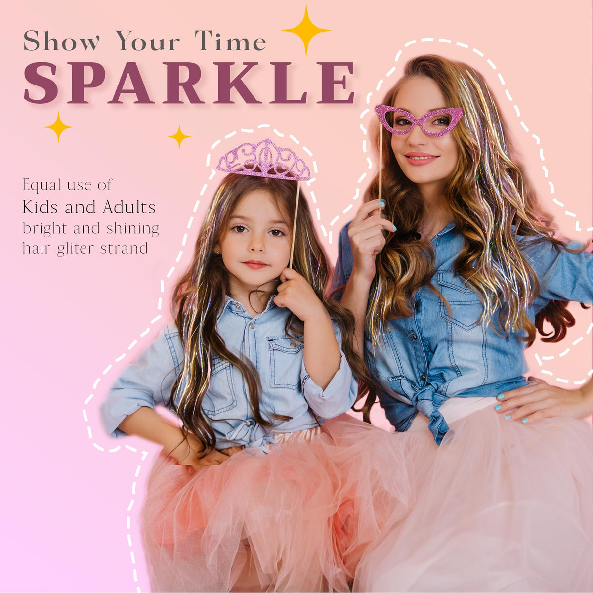 BRDLOCK close-up of tinsel strand texture highlighting heat-resistant shimmer and durability