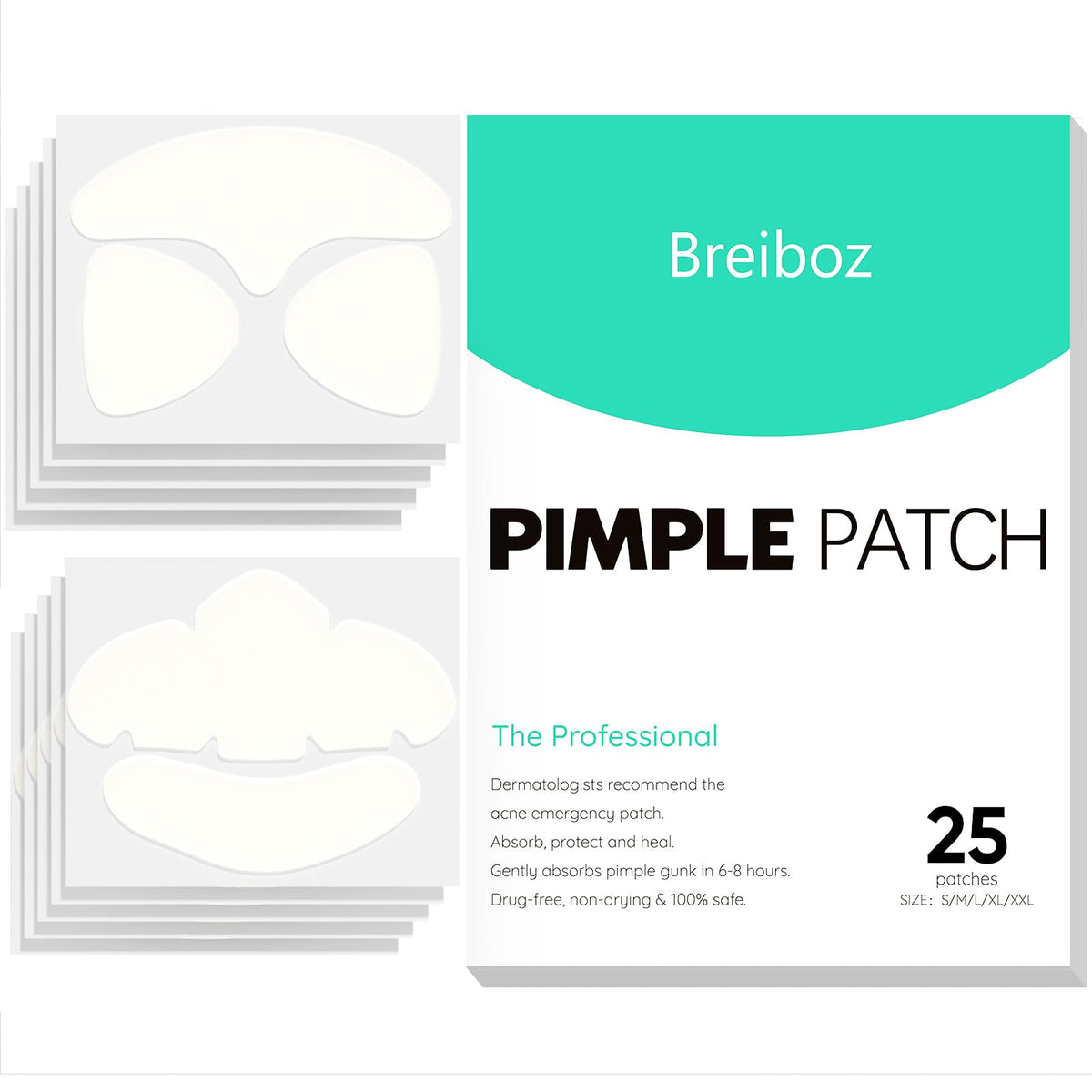 breiboz front packaging showing five-pack for full-face coverage and convenience