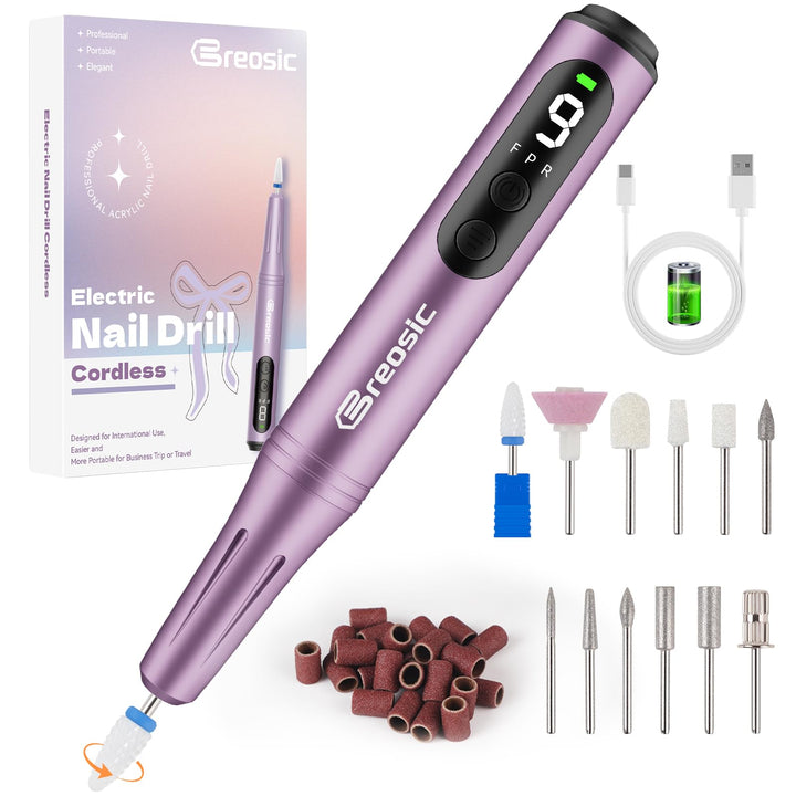 Breosic front view of purple handpiece showing sleek design and portability
