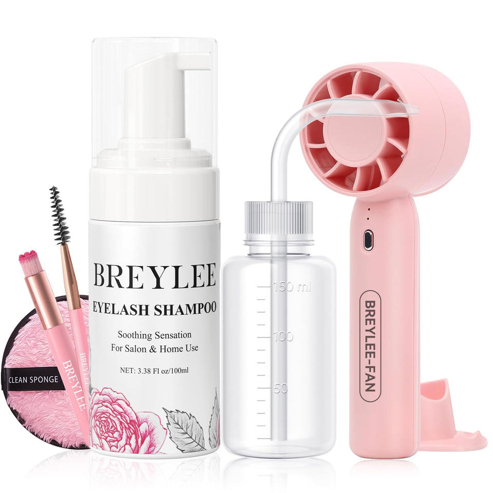 BREYLEE front packaging of lash shampoo showing full kit benefits