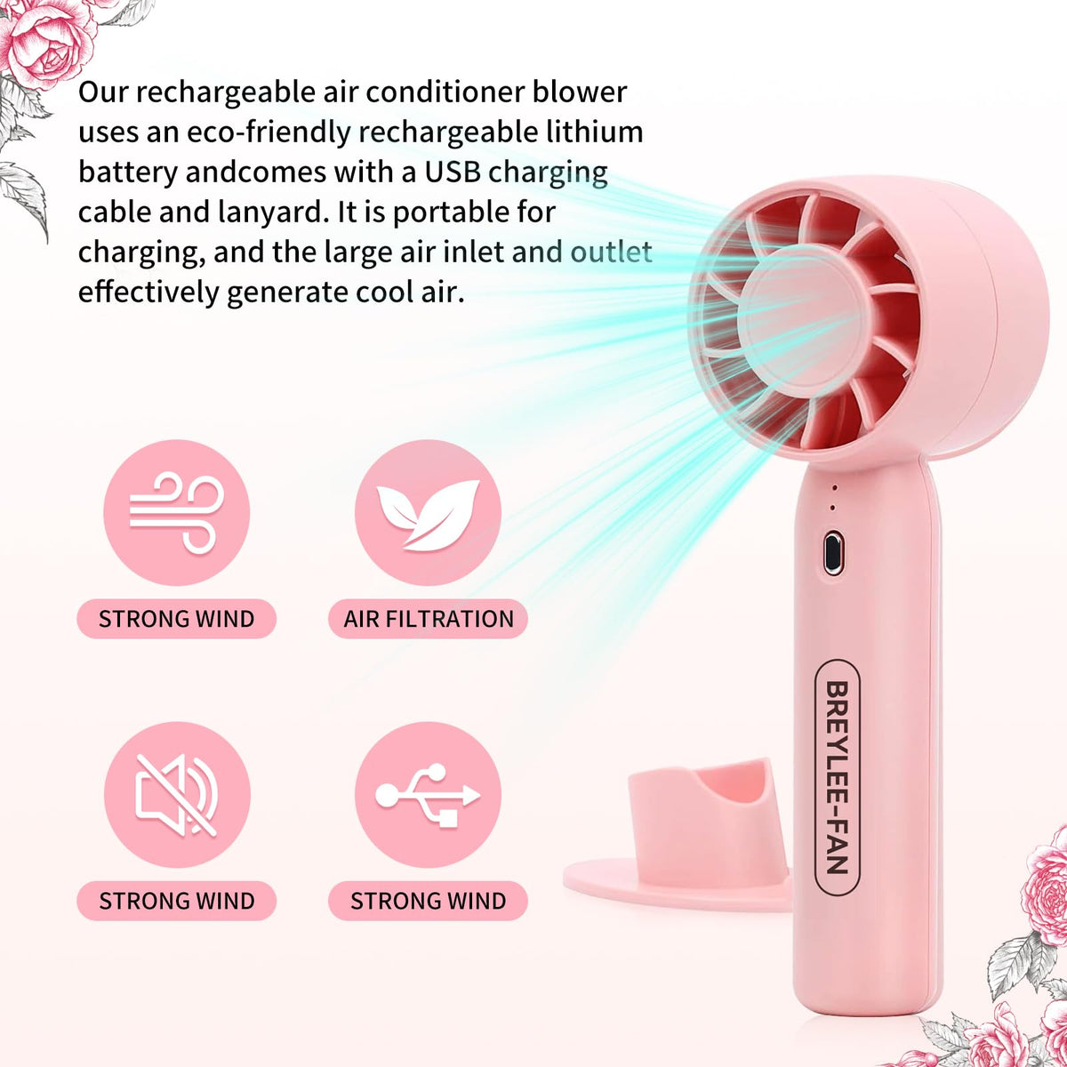 BREYLEE USB mini fan speeding dry time for safer lash drying