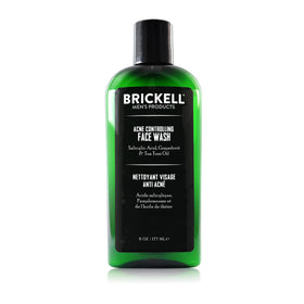 Brickell Men's Products acne face wash front bottle showing label and benefits