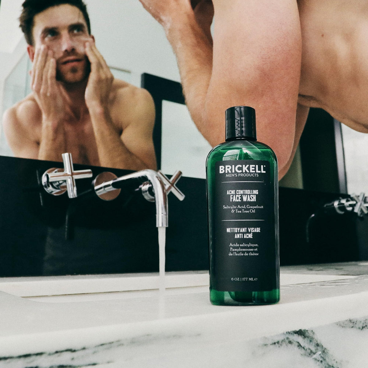 Brickell Men's Products tea tree oil and salicylic acid ingredients for clarity
