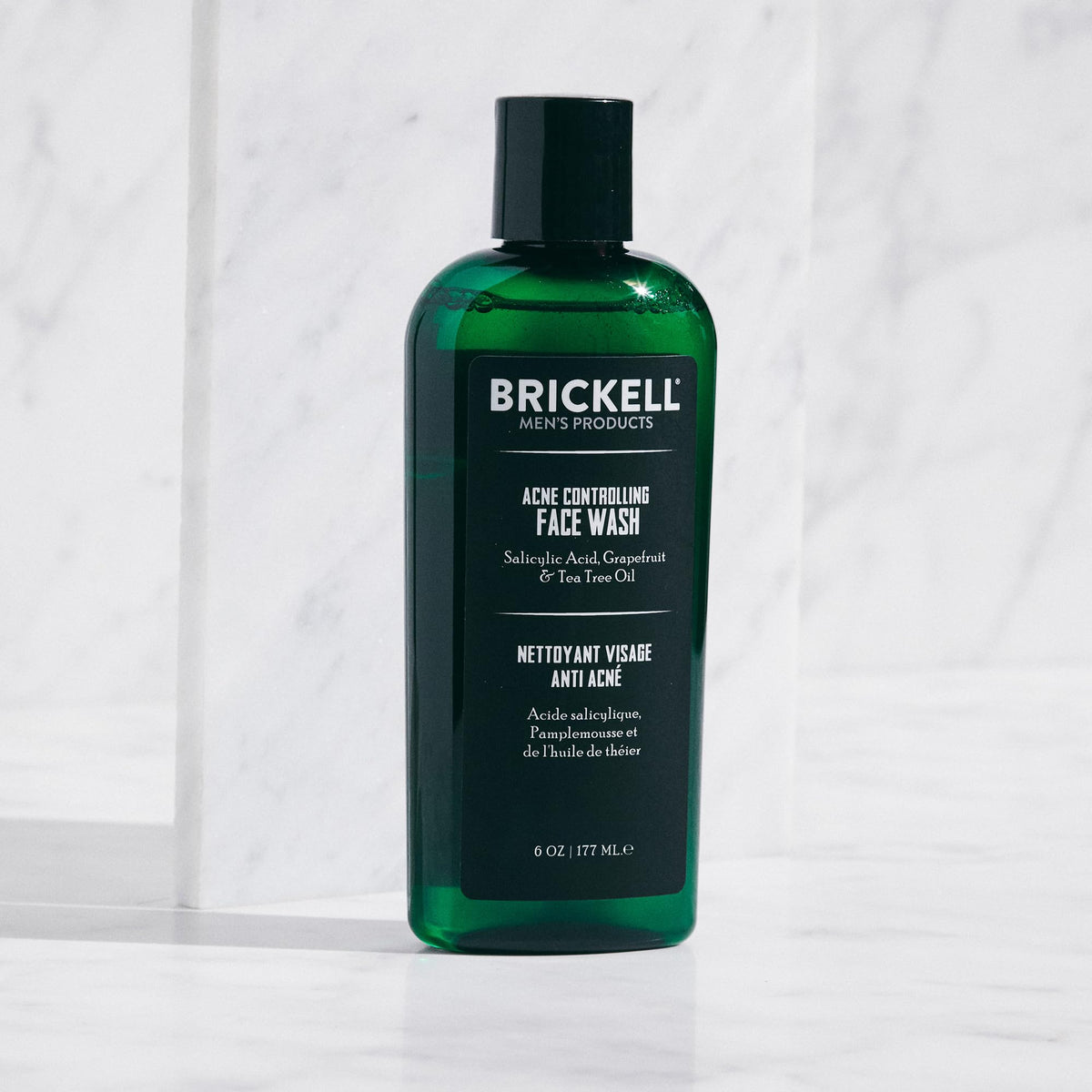 Brickell Men's Products pump close-up demonstrating easy dispensing and control