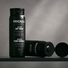 Brickell product being applied in hand demonstrating quick sweat control benefit