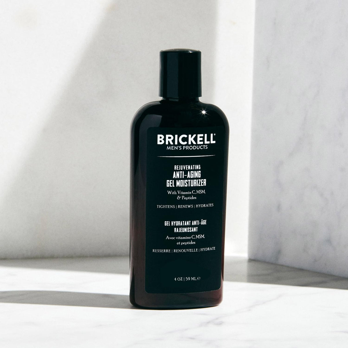 Brickell gel being applied on hand demonstrating quick absorption benefit
