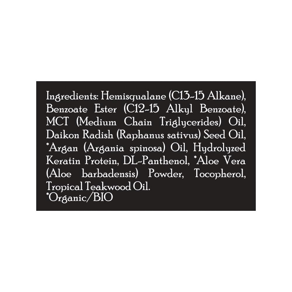 Brickell ingredient label highlighting argan oil keratin and vitamin E benefits