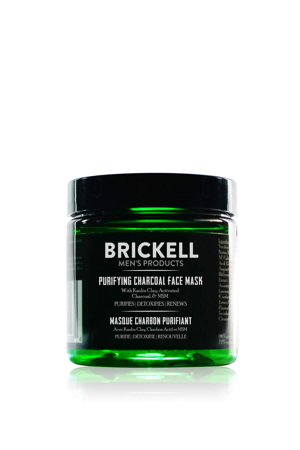 Brickell jar front view showing clean packaging and benefit of deep cleansing