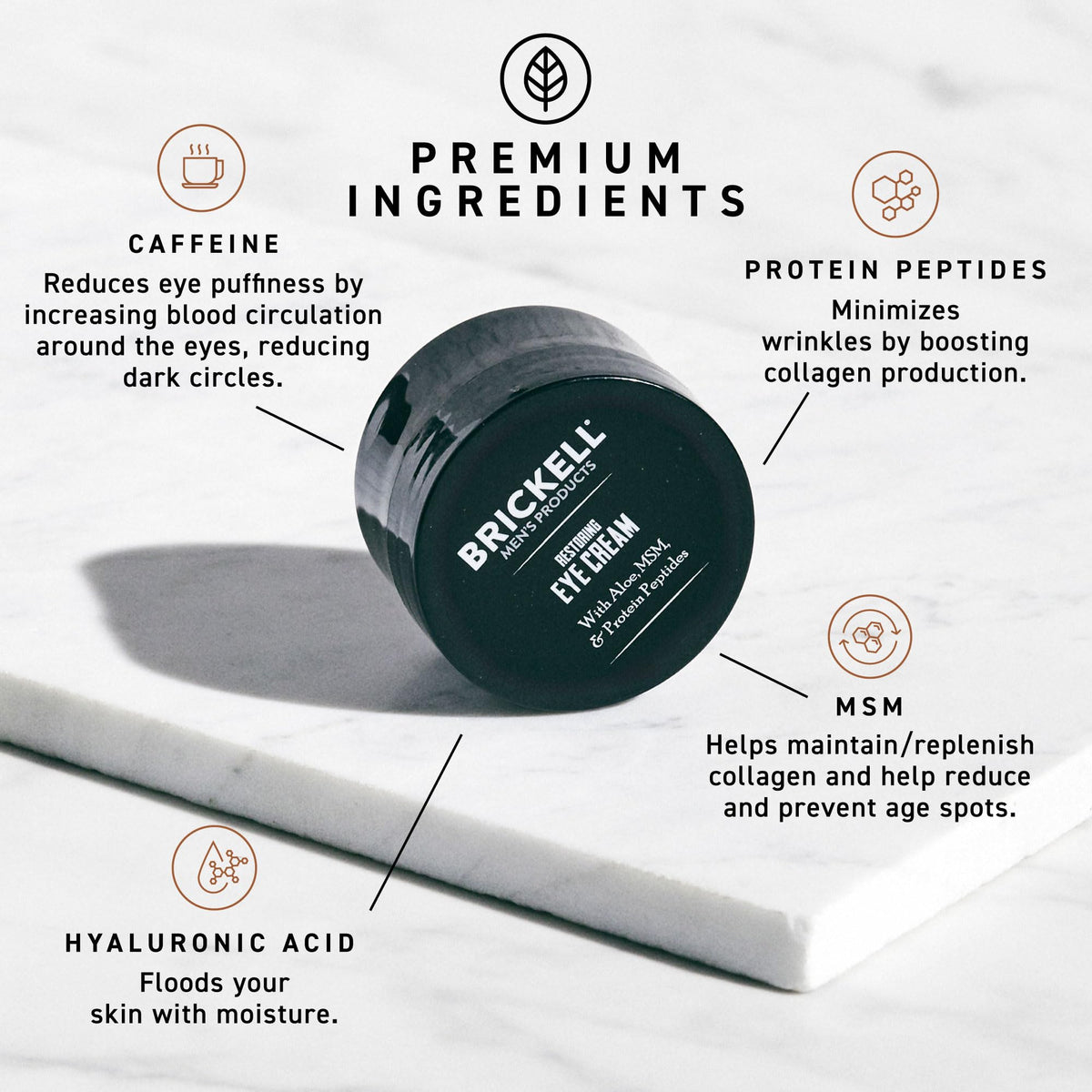 Brickell Men's Products pipette with hyaluronic drop highlighting hydration benefits