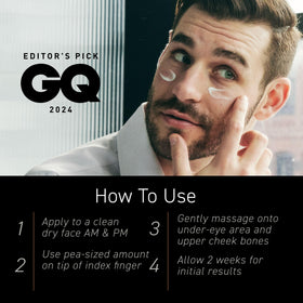 Brickell Men's Products applied during morning routine showing quick de‑puffing benefit