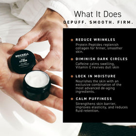 Brickell Men's Products open cap with dispenser showing easy one‑pea‑size dosing benefit